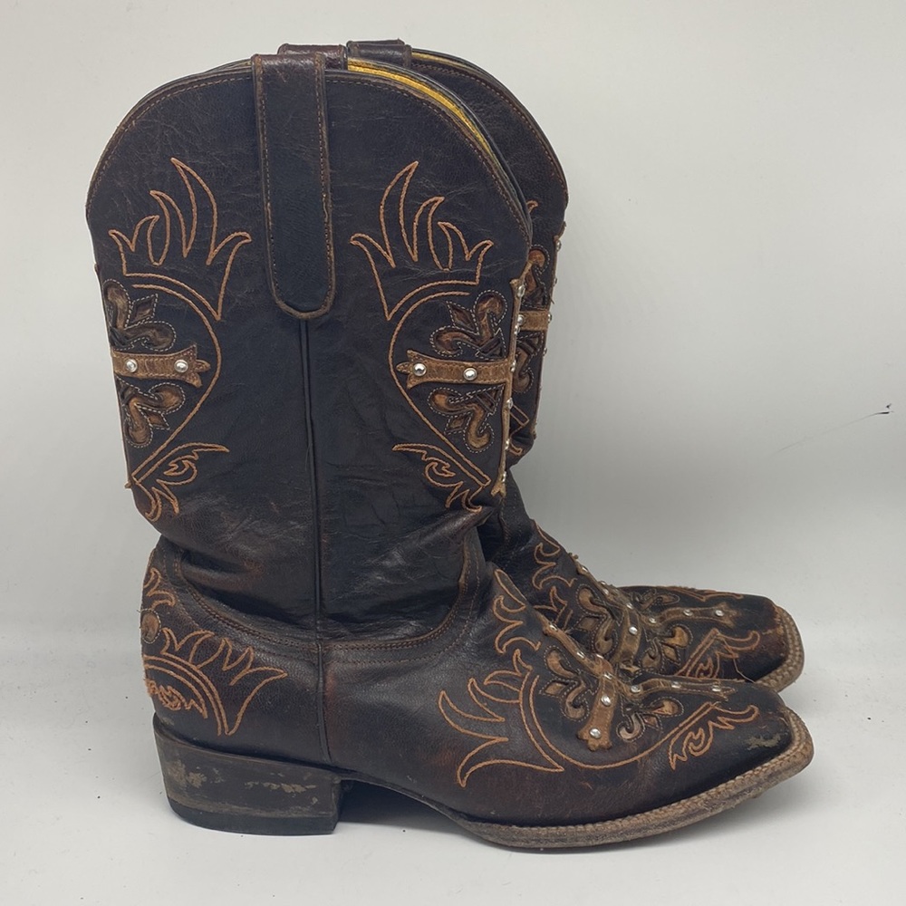 Cavendars Bling Cross Western Cowboy Boots Size 10B - Picture 3 of 10